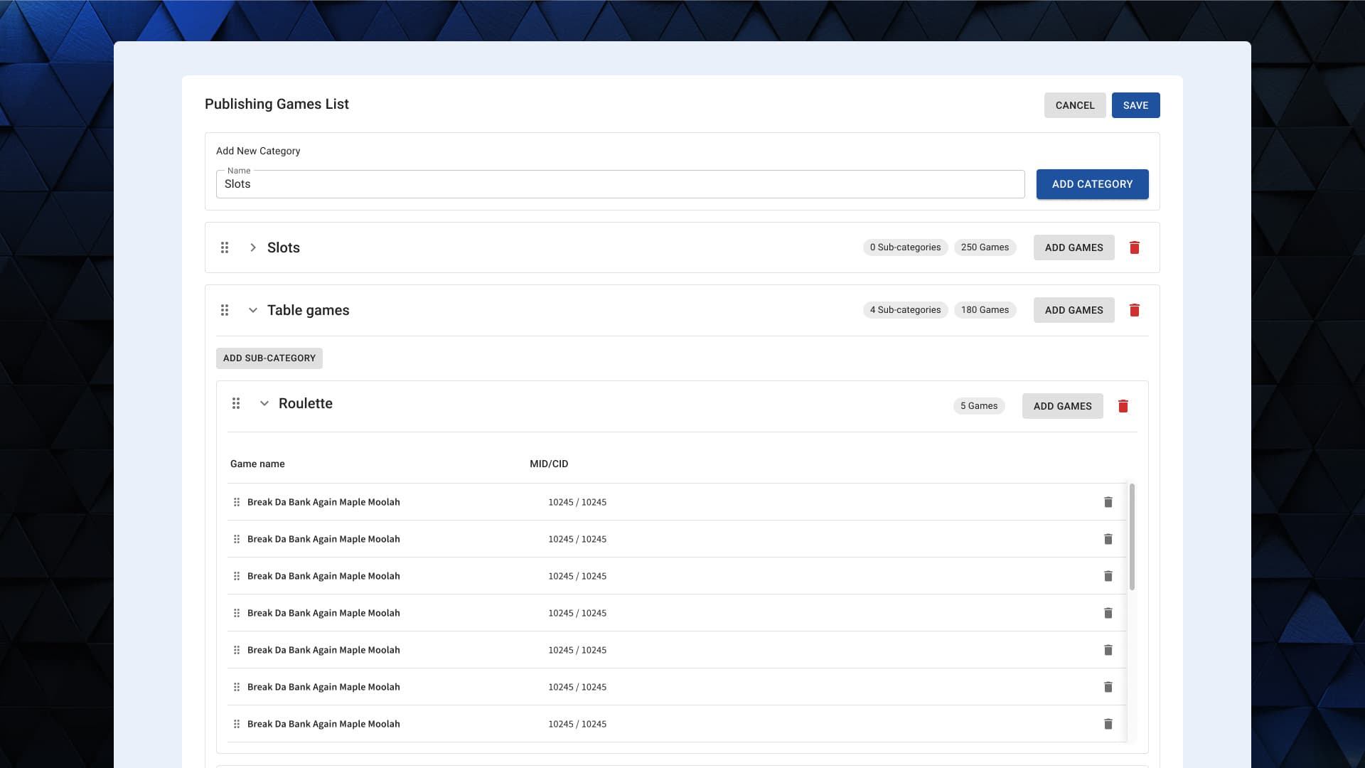 Advanced settings