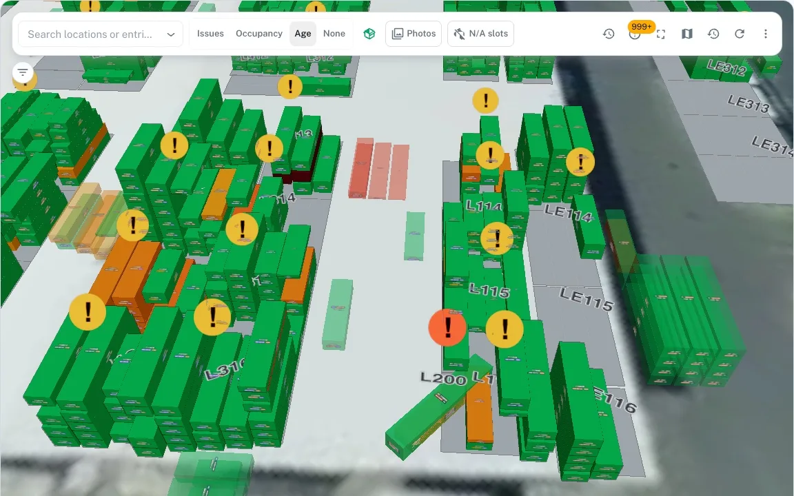 The 3D yard, coloured by age